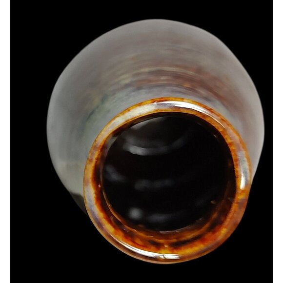 Handmade Ceramic Vase With Earthy Brown & Muted Green Glazed Finish, Vintage - Picture 6 of 8